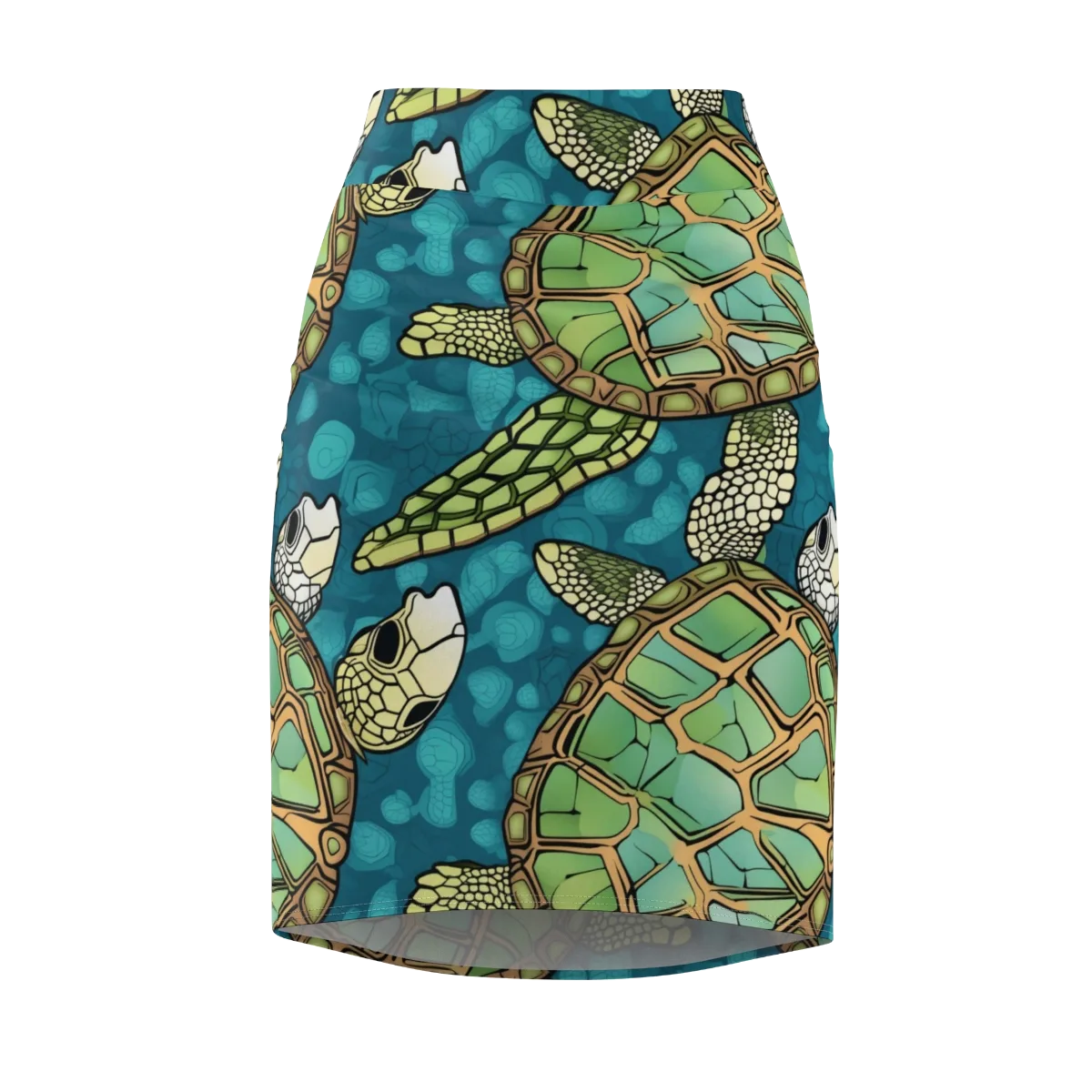 Lagoon Turtles on Pencil Skirt — Front