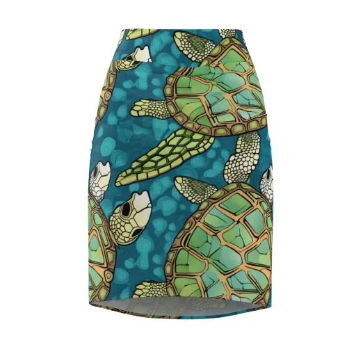 Lagoon Turtles on a Pencil Skirt