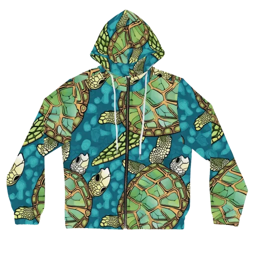 Lagoon Turtles on a Women's Full-Zip Hoodie