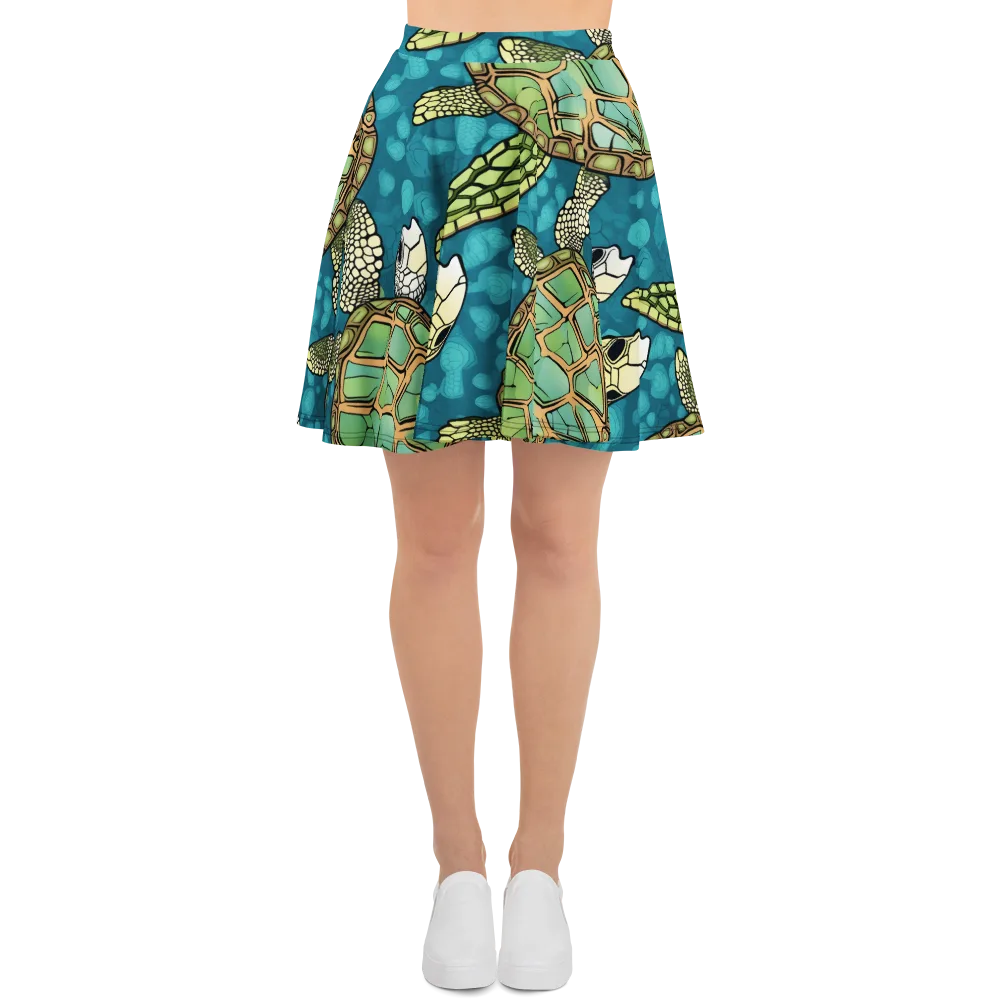Lagoon Turtles on Skater Skirt — Front