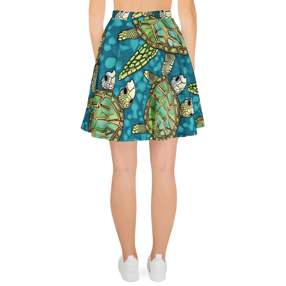 Lagoon Turtles on Skater Skirt — Back