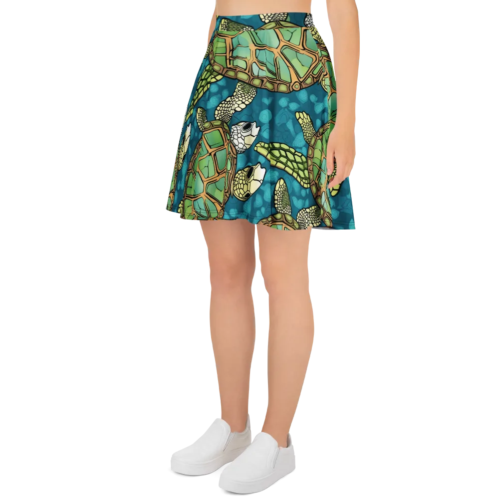 Lagoon Turtles on Skater Skirt — Left