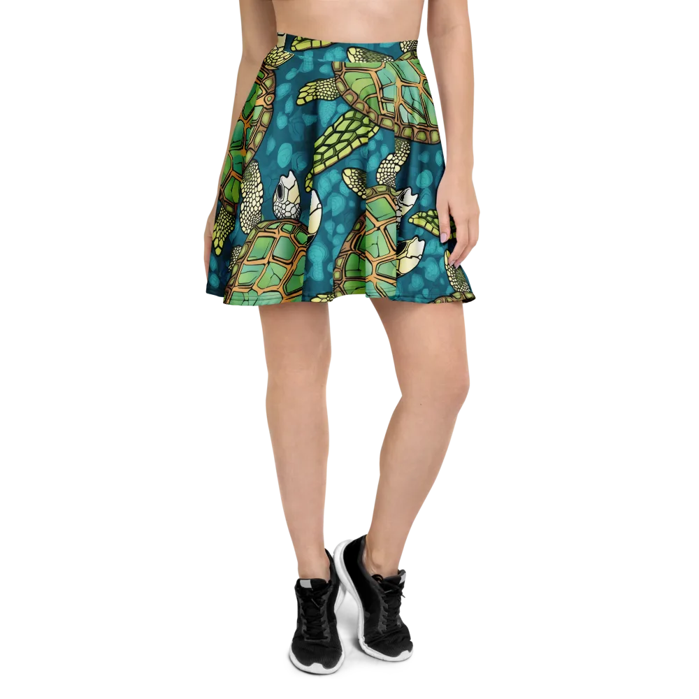 Lagoon Turtles on Skater Skirt — Front