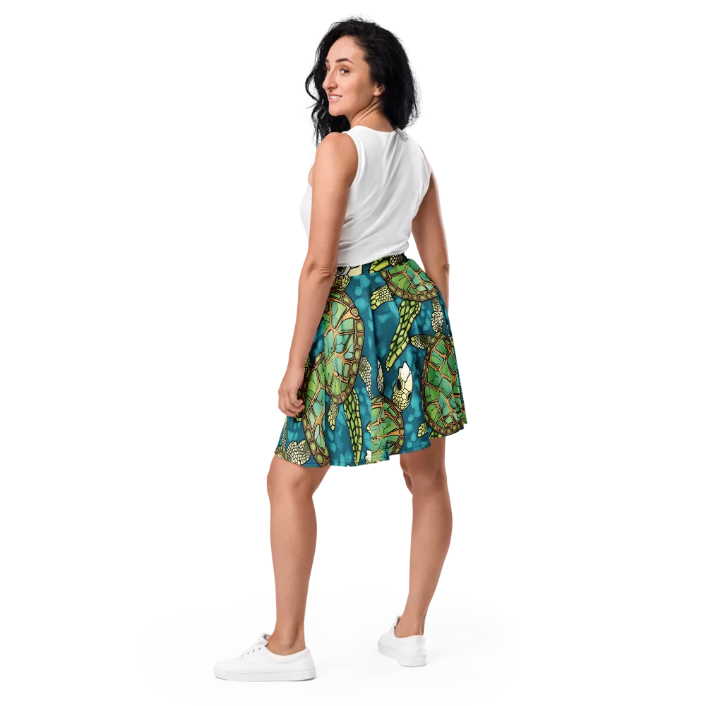 Lagoon Turtles on Skater Skirt — Back
