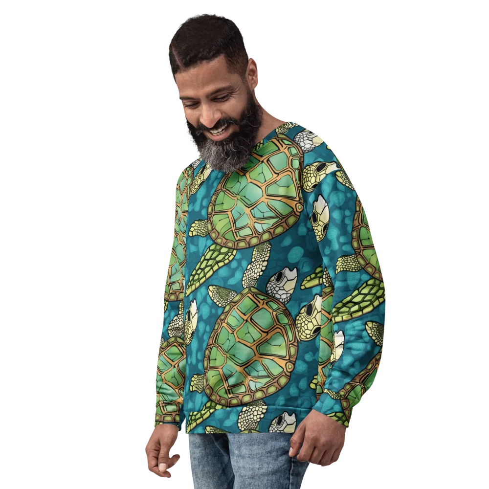 Lagoon Turtles on Sweatshirt — Left Front