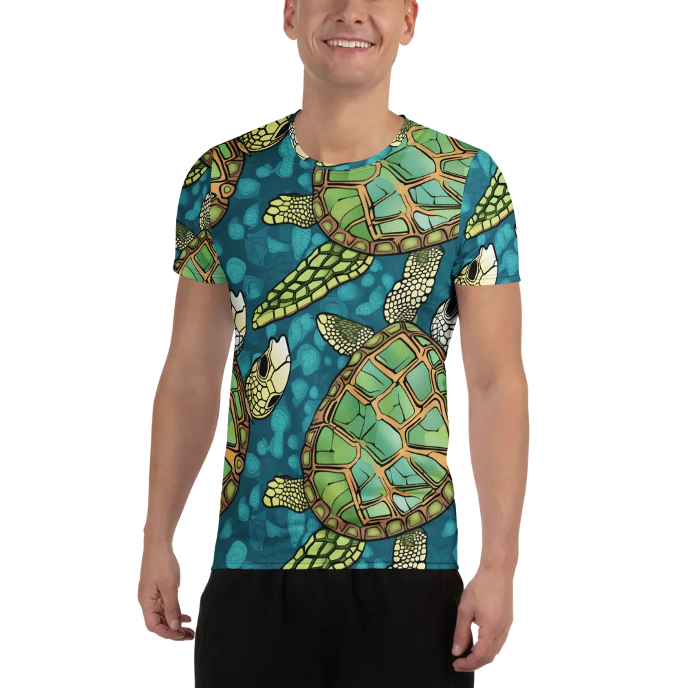 Lagoon Turtles on Men's Athletic T-Shirt — Front