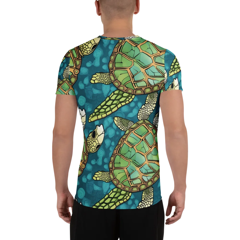 Lagoon Turtles on Men's Athletic T-Shirt — Back