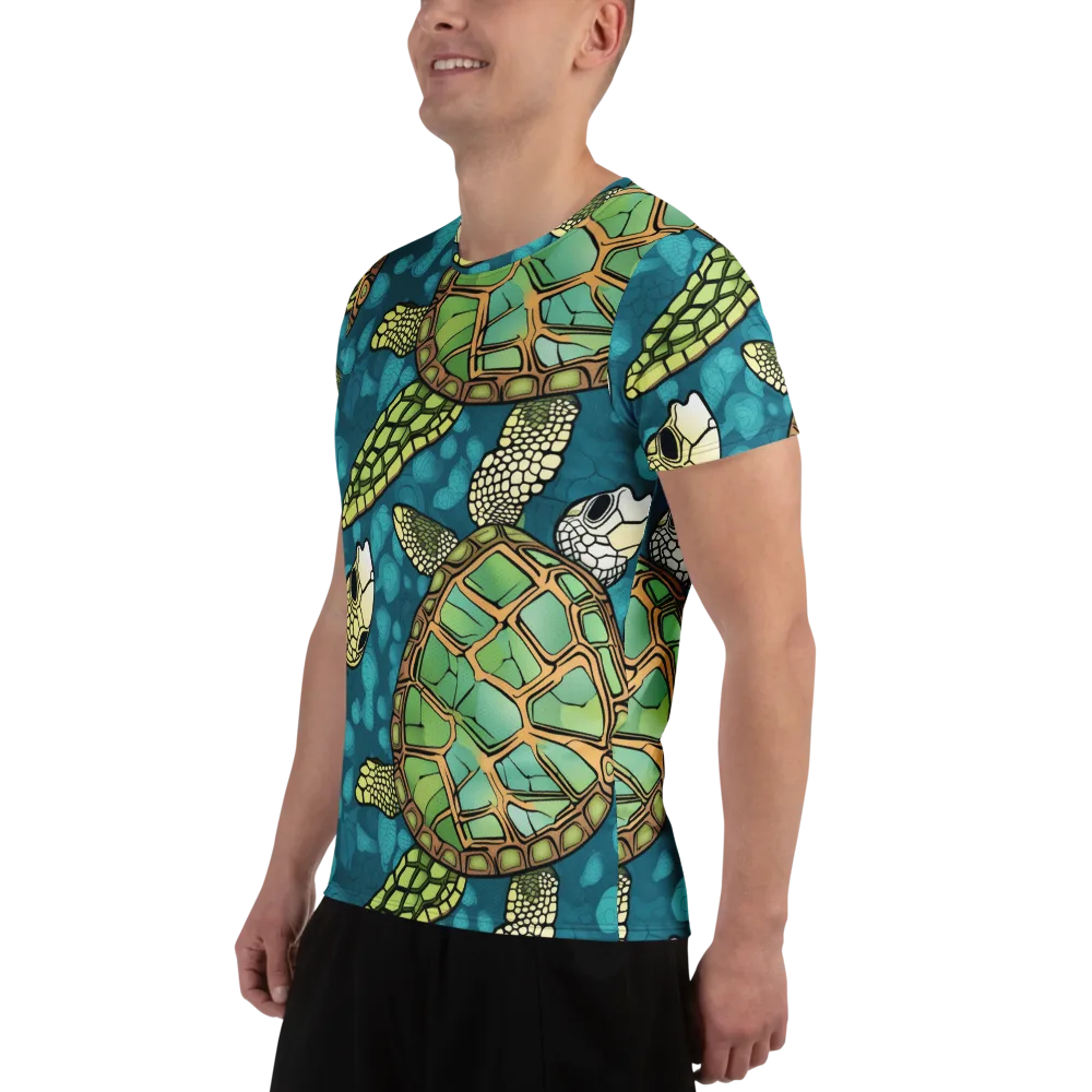 Lagoon Turtles on Men's Athletic T-Shirt — Left