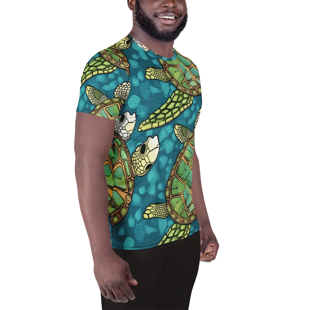 Lagoon Turtles on Men's Athletic T-Shirt — Right