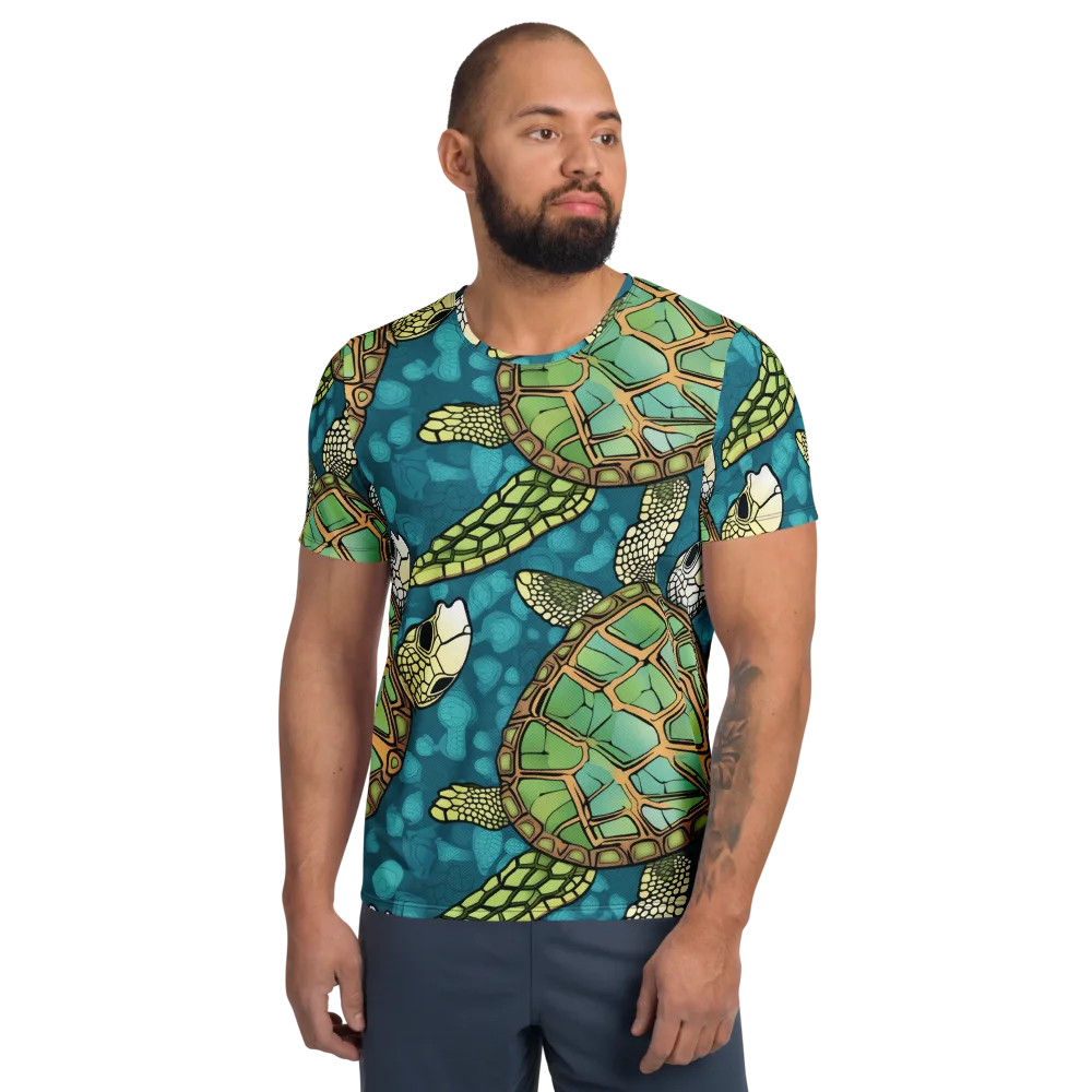 Lagoon Turtles on Men's Athletic T-Shirt — Front