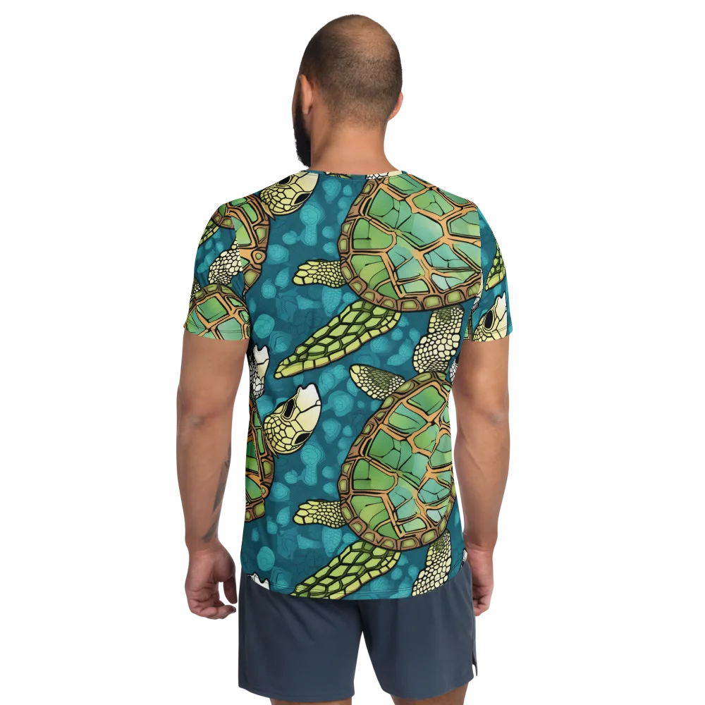 Lagoon Turtles on Men's Athletic T-Shirt — Back