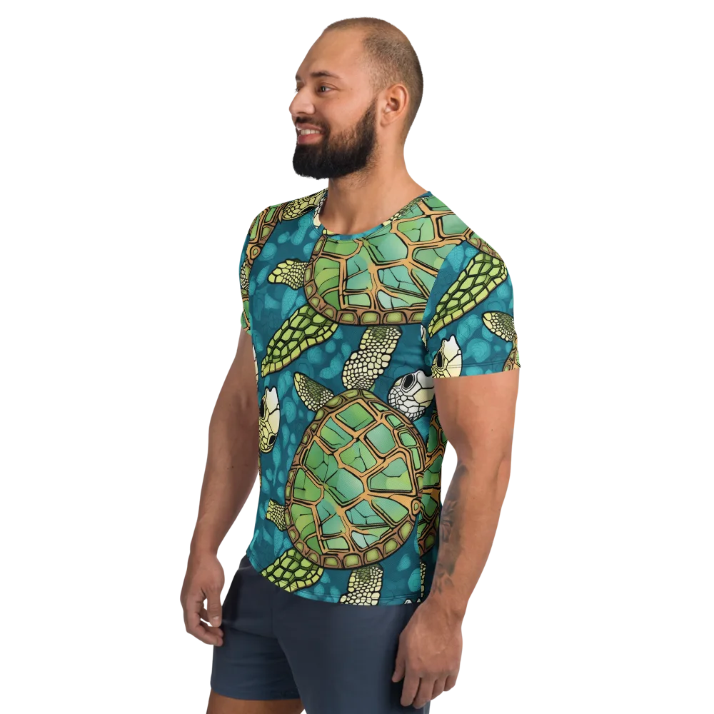 Lagoon Turtles on Men's Athletic T-Shirt — Left
