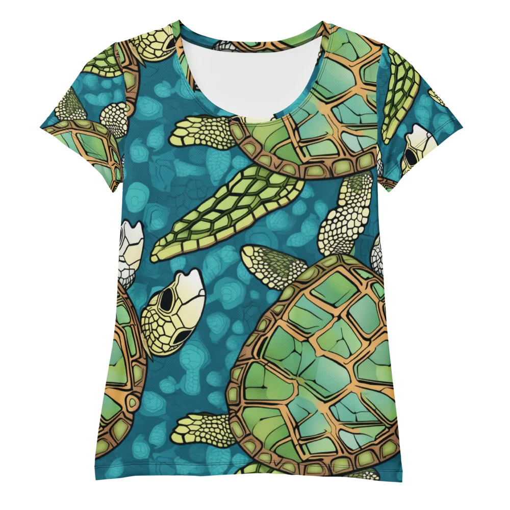 Lagoon Turtles on Women's Athletic T-Shirt — Front