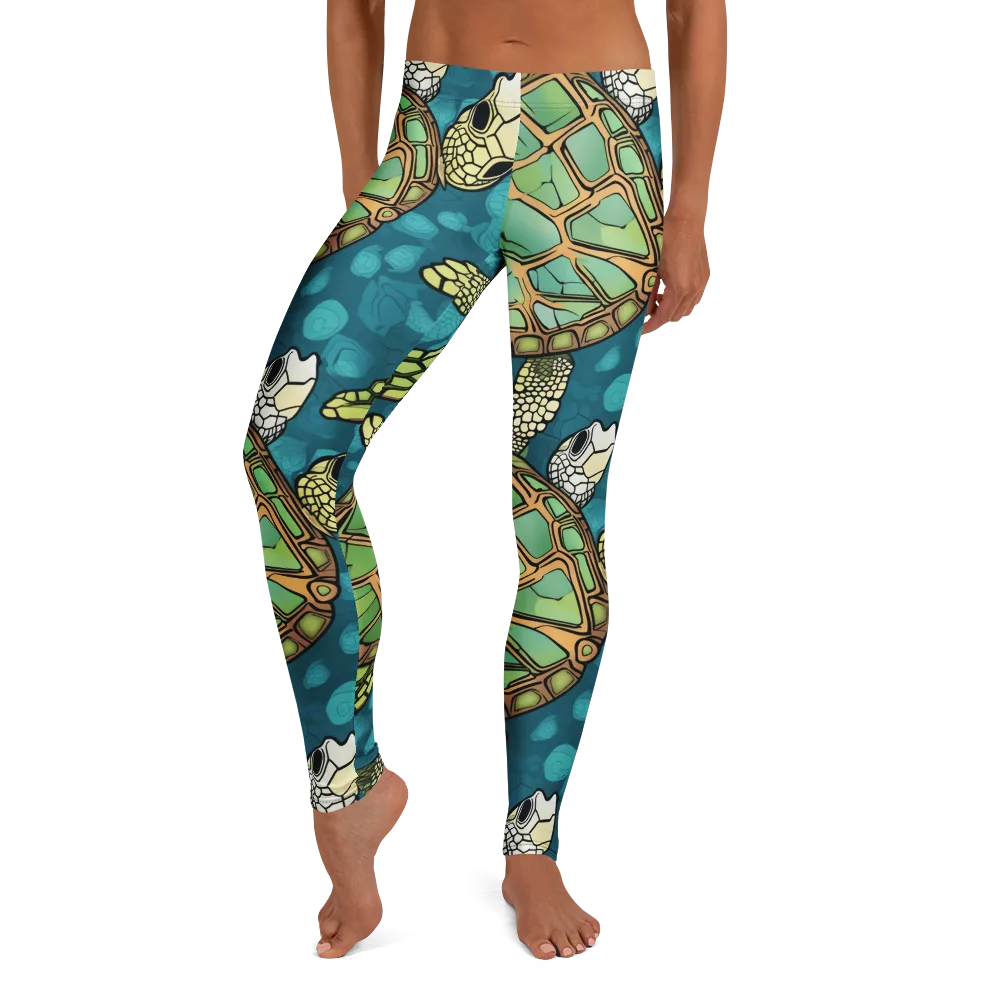 Lagoon Turtles on Leggings — Front