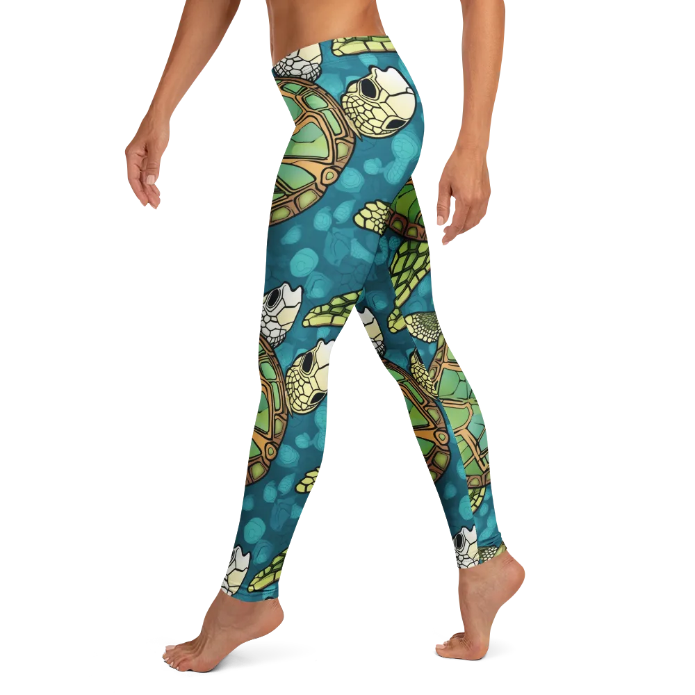 Lagoon Turtles on Leggings — Left