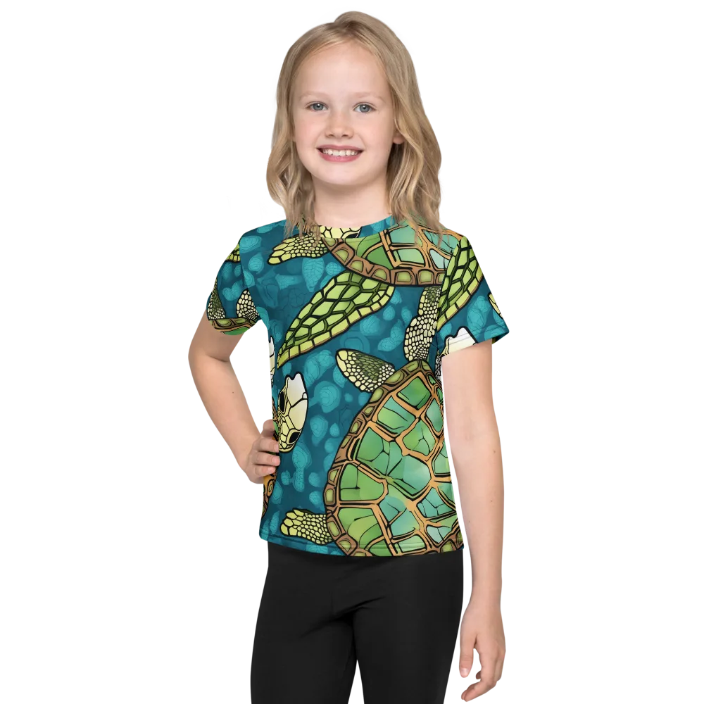 Lagoon Turtles on Kids Crew Neck T-Shirt — Front
