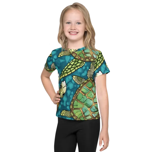 Lagoon Turtles on a Kids Crew Neck T-Shirt
