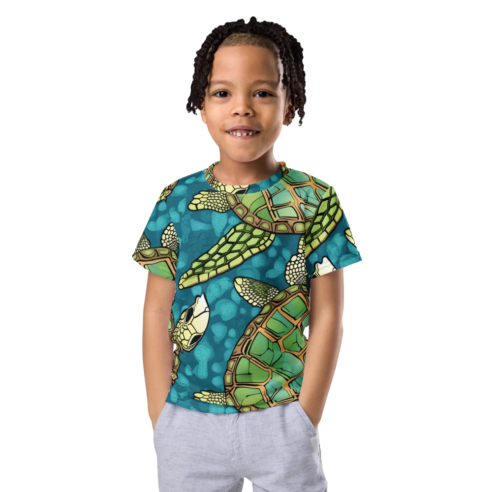 Lagoon Turtles on Kids Crew Neck T-Shirt — Front