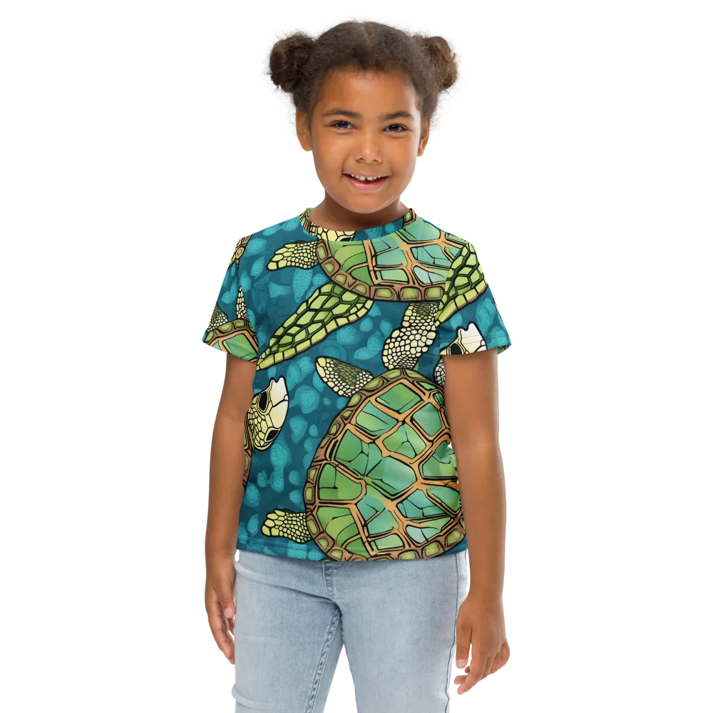 Lagoon Turtles on Kids Crew Neck T-Shirt — Front