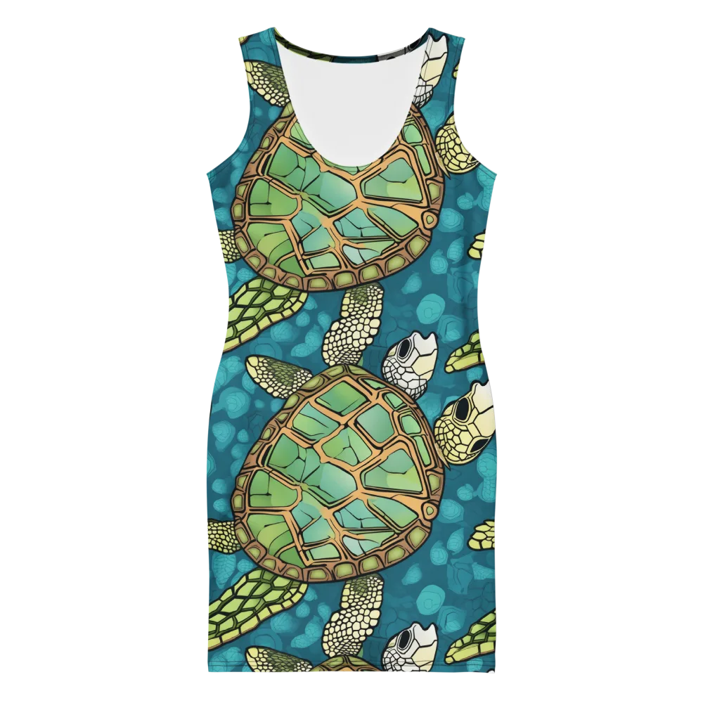 Lagoon Turtles on Bodycon Dress — Front