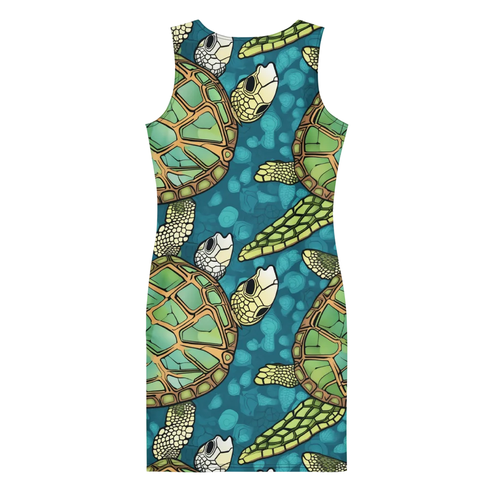 Lagoon Turtles on Bodycon Dress — Back
