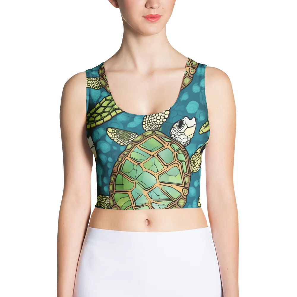 Lagoon Turtles on Crop Top — Front