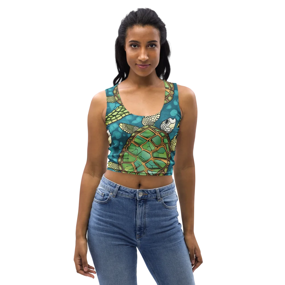 Lagoon Turtles on Crop Top — Front