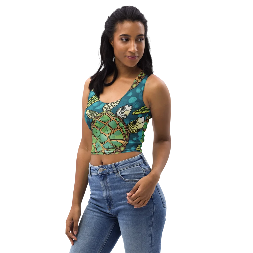 Lagoon Turtles on Crop Top — Left Front