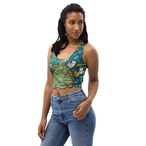 Lagoon Turtles on a Crop Top