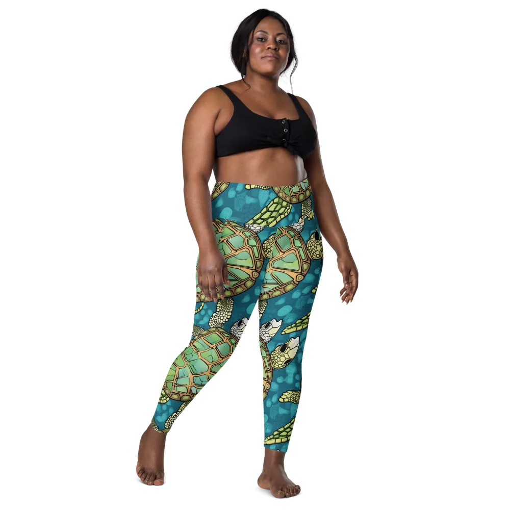 Lagoon Turtles on Leggings with Pockets — Front