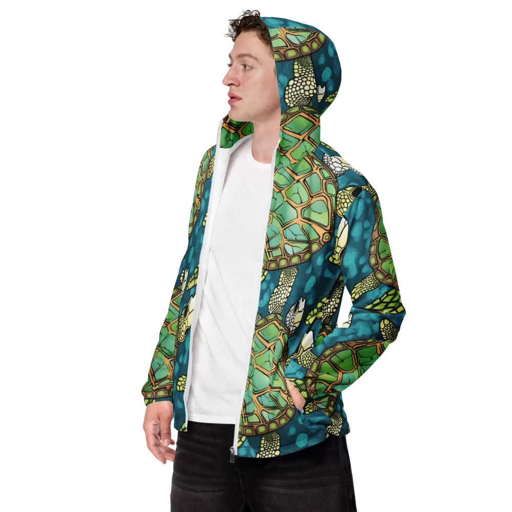 Lagoon Turtles on Men's Windbreaker — Left Front