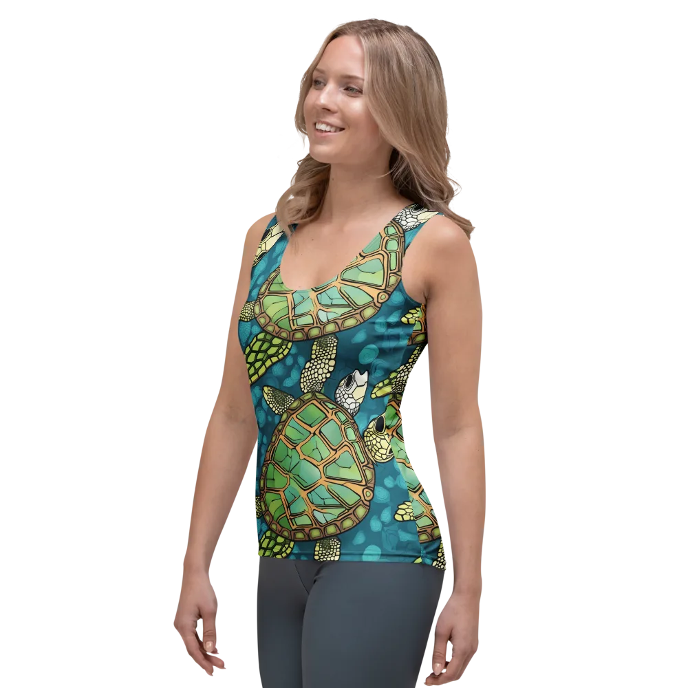 Lagoon Turtles on Women's Tank Top — Left Front
