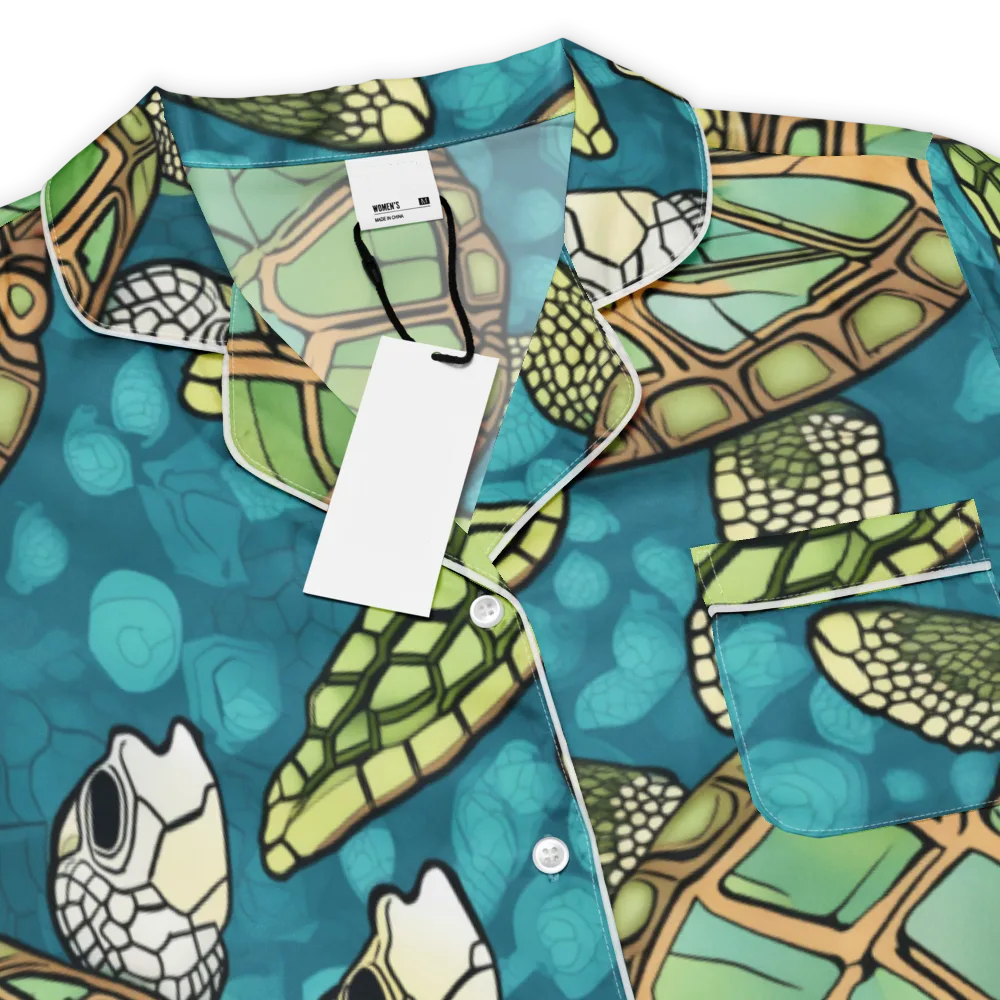 Lagoon Turtles on Women's Short Sleeve Pajama Top — Product details