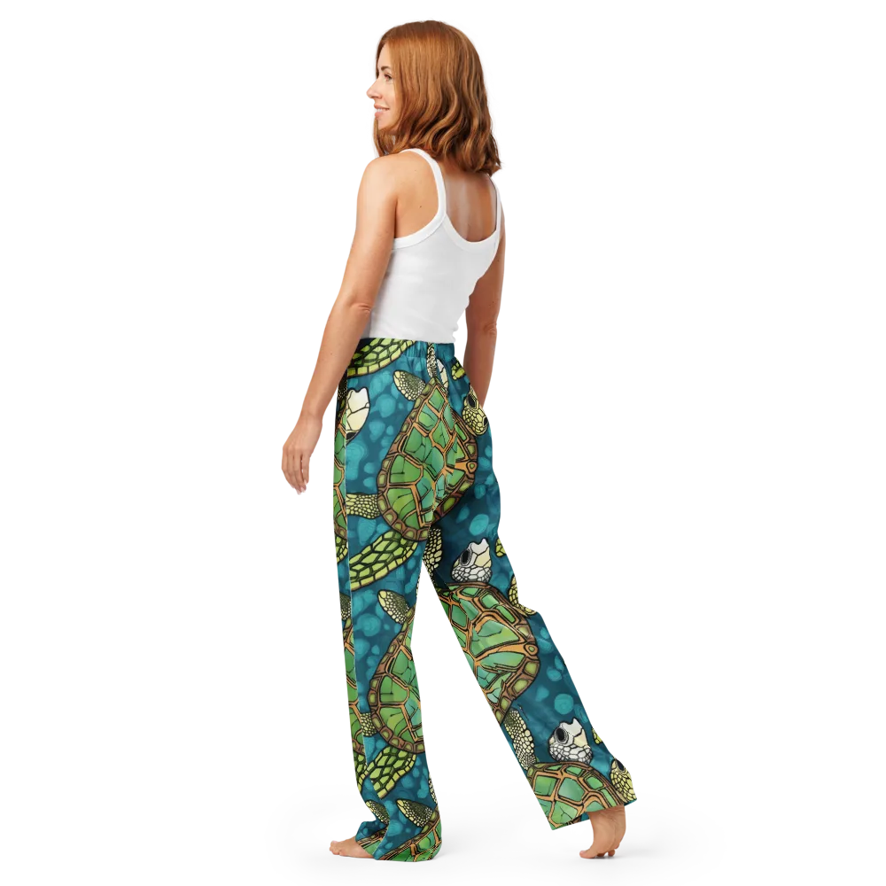 Lagoon Turtles on Women's Pajama Pants — Back
