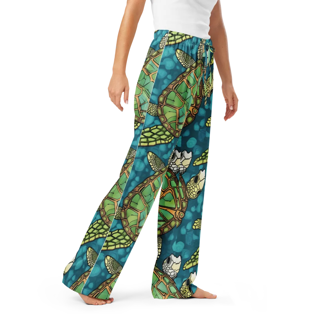 Lagoon Turtles on Women's Pajama Pants — Right Front