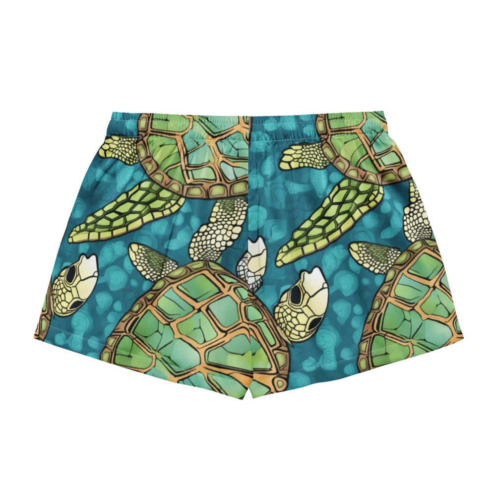 Lagoon Turtles on Women's Pajama Shorts — Back