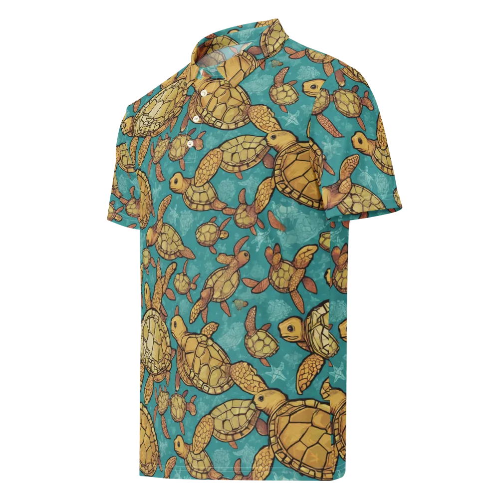 Tidal Tortoises on Men's Slim Fit Polo Shirt — Left Front
