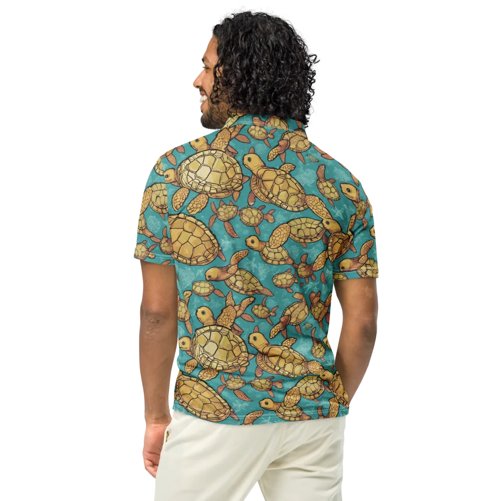 Tidal Tortoises on Men's Slim Fit Polo Shirt — Back