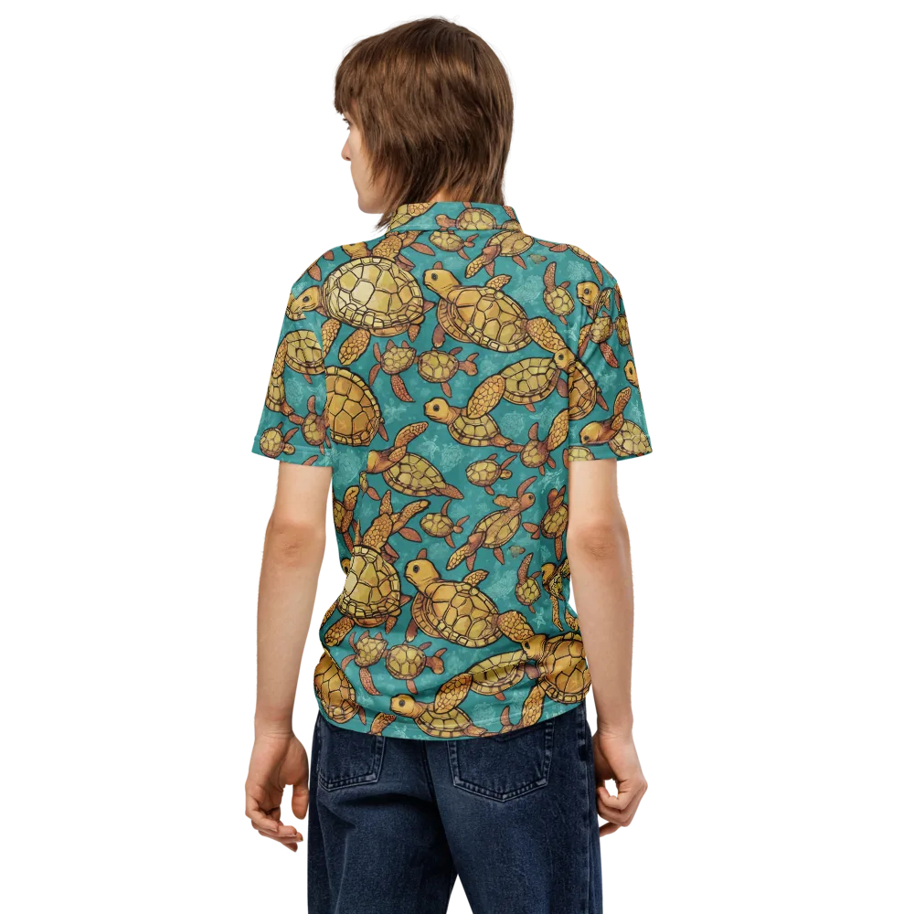 Tidal Tortoises on Men's Slim Fit Polo Shirt — Back