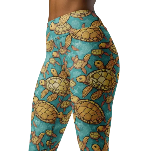 Tidal Tortoises on a Yoga Leggings