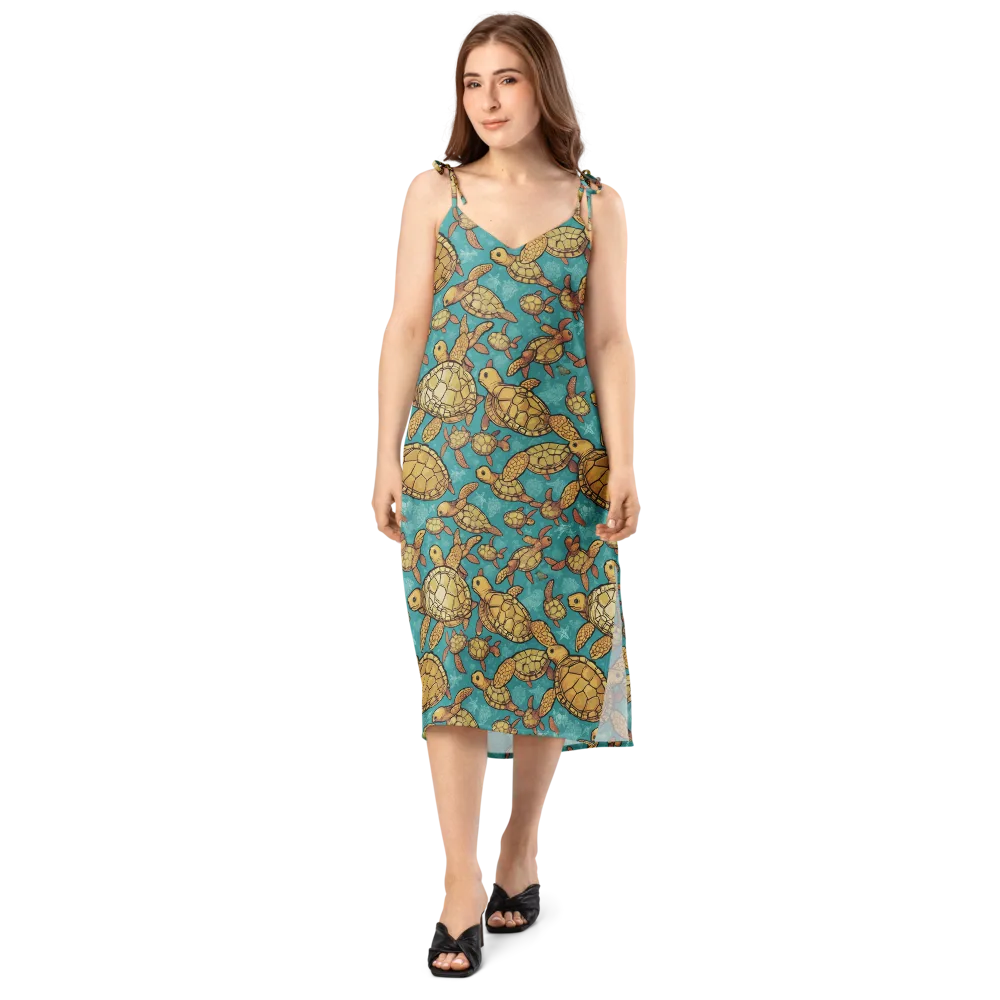 Tidal Tortoises on Slip Dress — Front