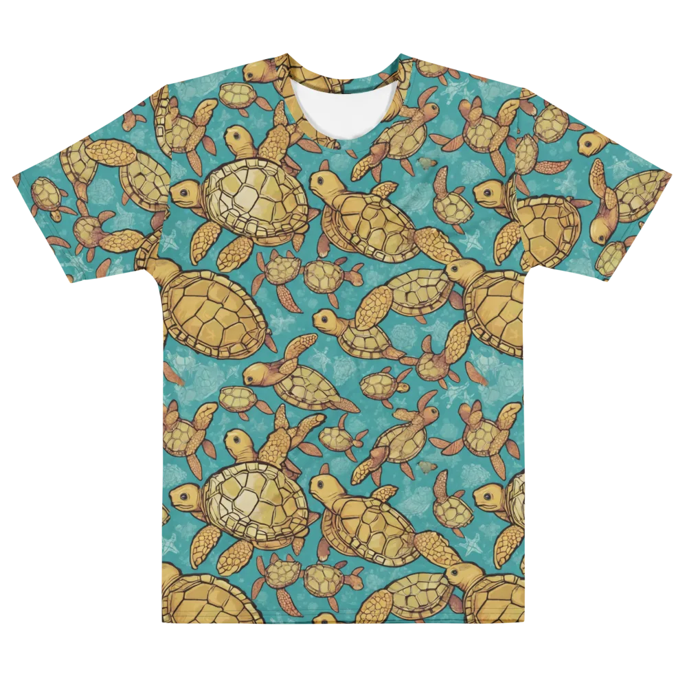 Tidal Tortoises on Men's Cotton Crew Neck T-Shirt — Front