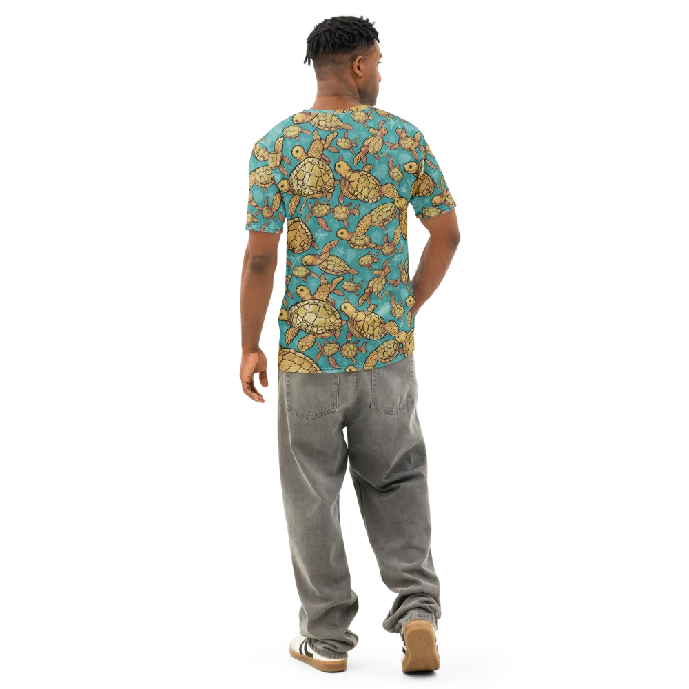 Tidal Tortoises on Men's Cotton Crew Neck T-Shirt — Back