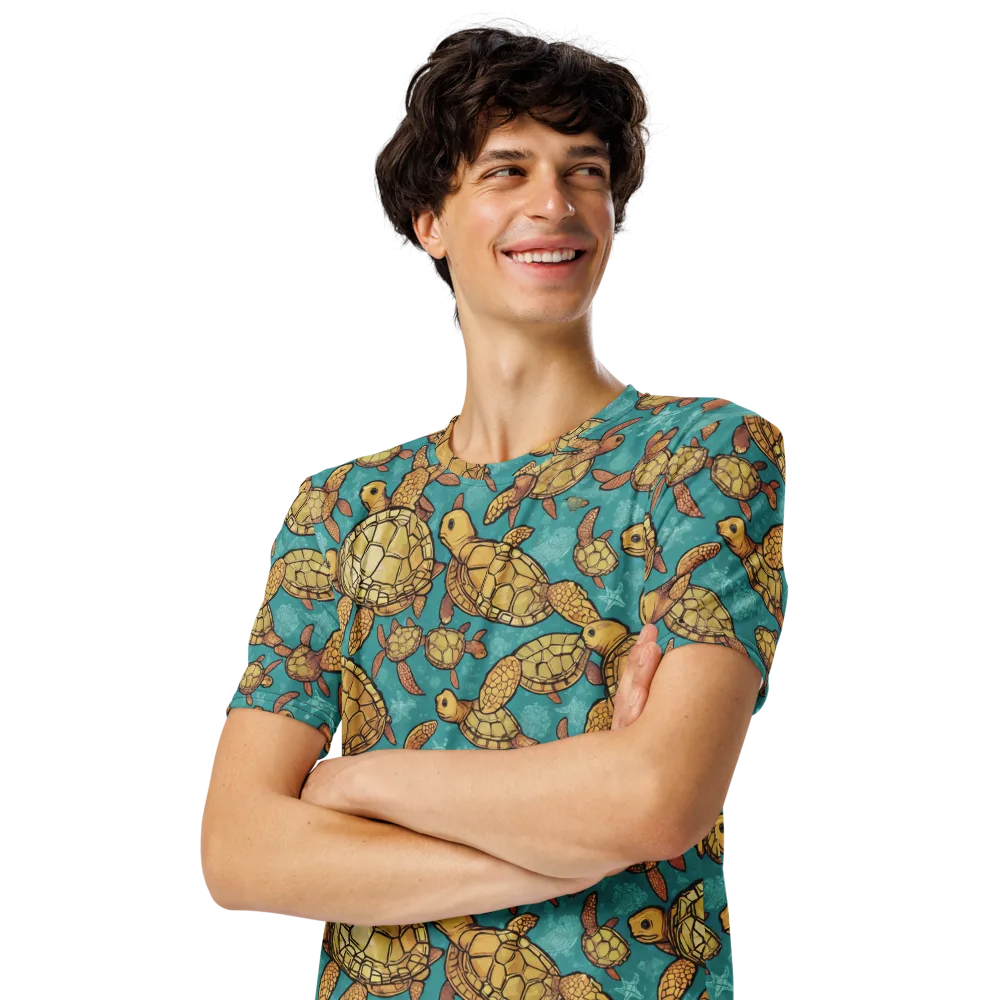 Tidal Tortoises on Men's Crew Neck T-Shirt — Left Front