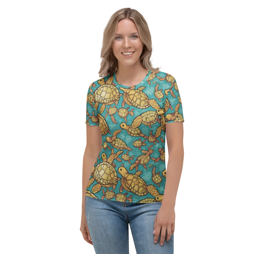 Tidal Tortoises on Women's Crew Neck T-Shirt — Front