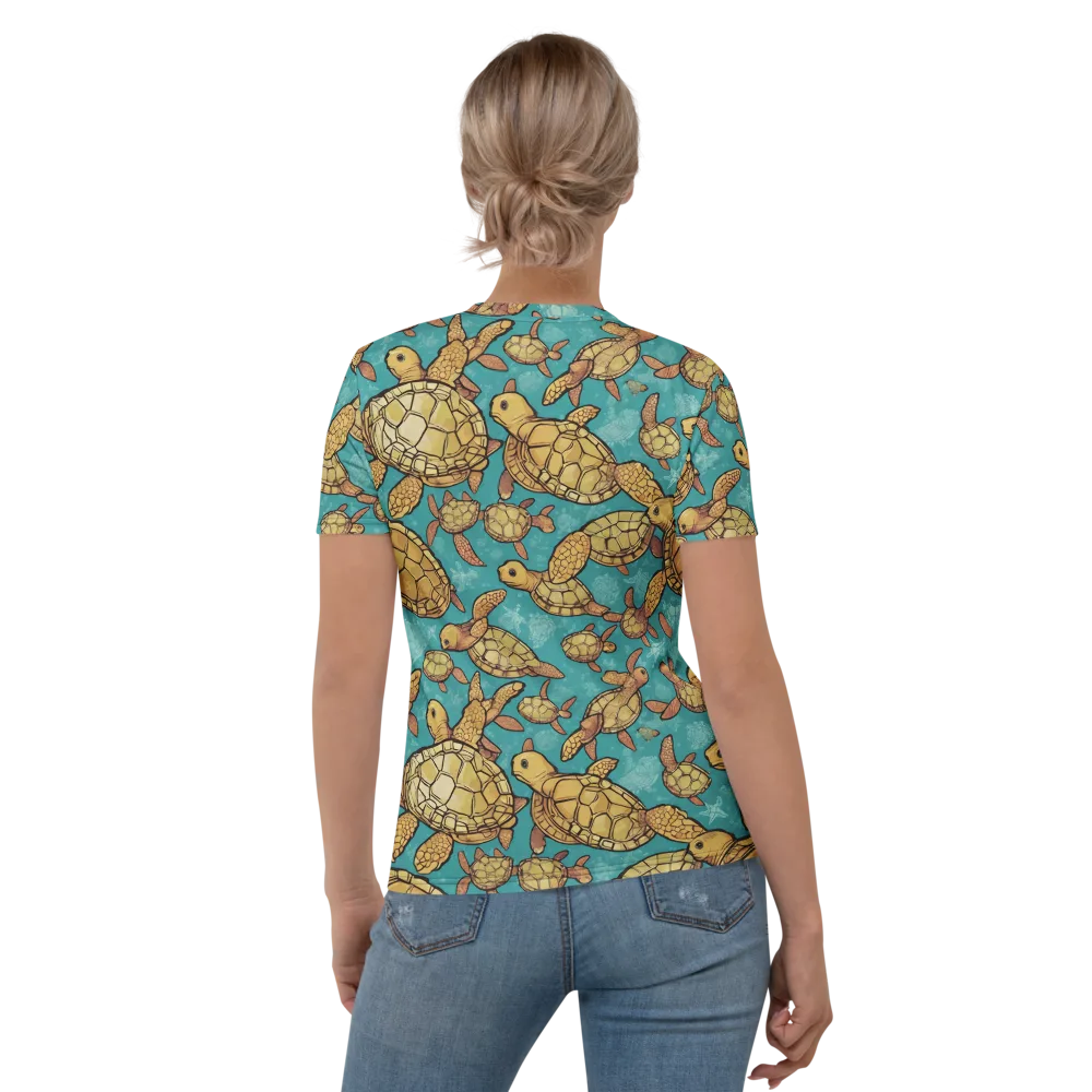 Tidal Tortoises on Women's Crew Neck T-Shirt — Back