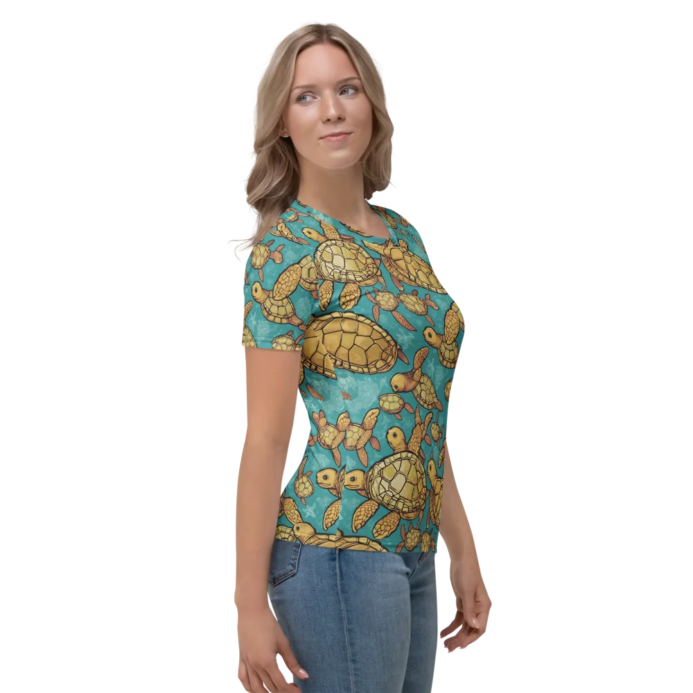 Tidal Tortoises on Women's Crew Neck T-Shirt — Right