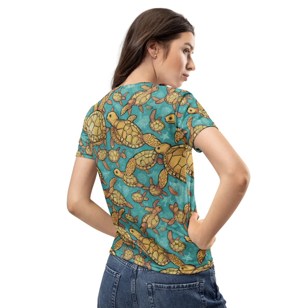 Tidal Tortoises on Women's Crew Neck T-Shirt — Back