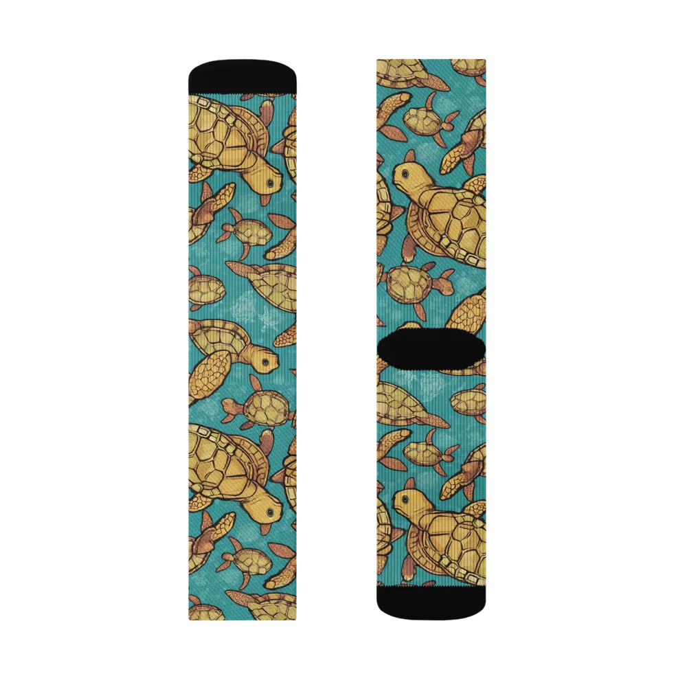 Tidal Tortoises on Socks — Left Sock