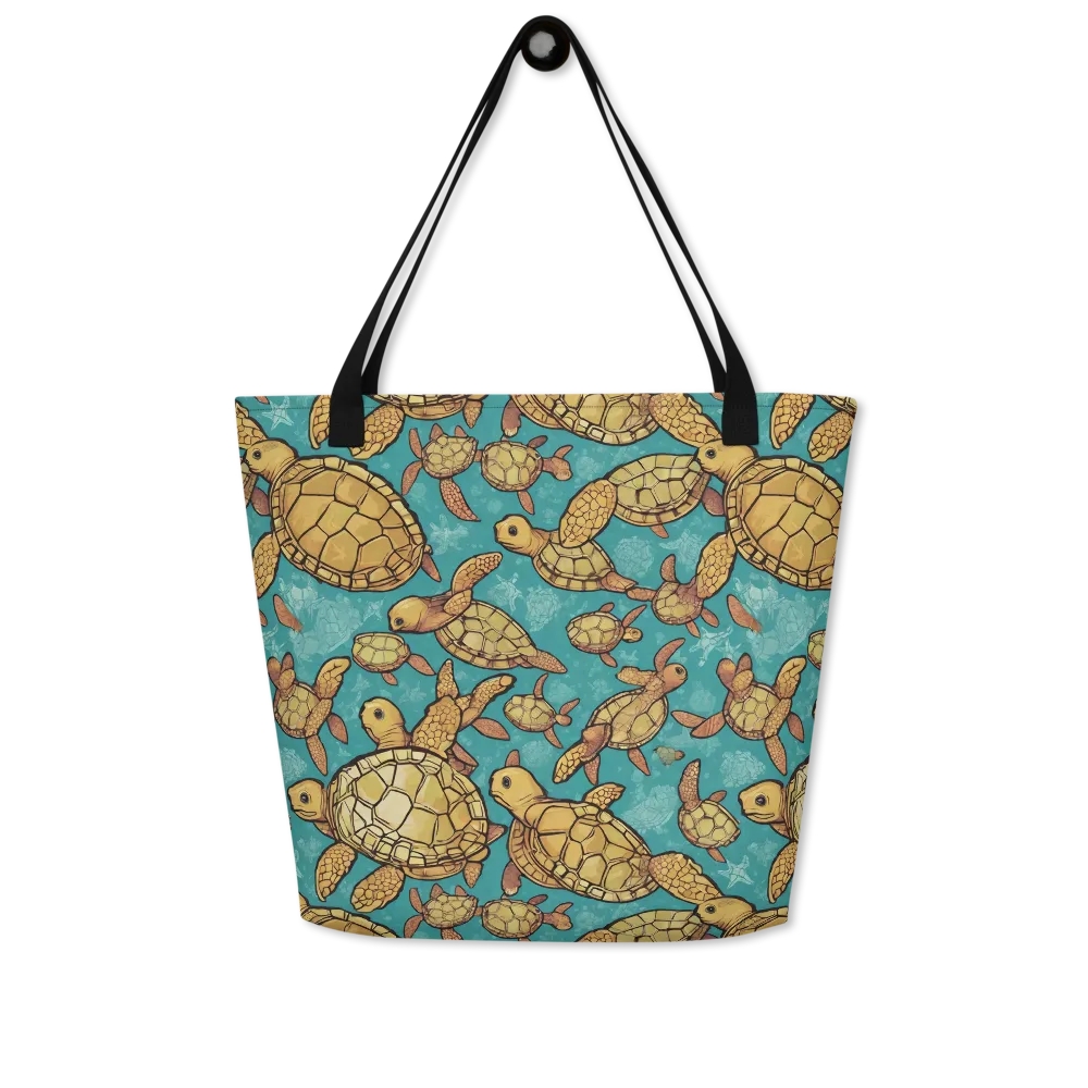 Tidal Tortoises on Large Tote Bag W/ Pocket — Front